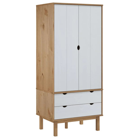 Kleiderschrank OTTA Braun&Weiß 76,5x53x172 cm Massivholz Kiefer